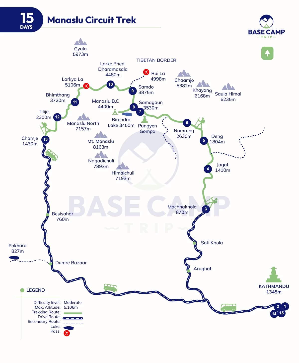 Manaslu Circuit Trek Route Map